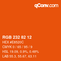 Color code: RGB 232 82 12 | qconv.com