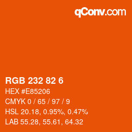Color code: RGB 232 82 6 | qconv.com