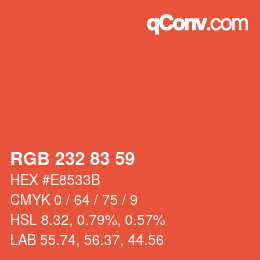 Código de color: RGB 232 83 59 | qconv.com