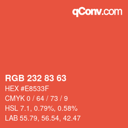 カラーコード: RGB 232 83 63 | qconv.com