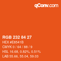 カラーコード: RGB 232 84 27 | qconv.com
