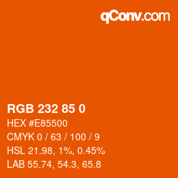 カラーコード: RGB 232 85 0 | qconv.com
