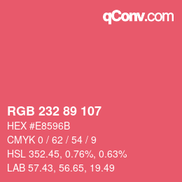 Color code: RGB 232 89 107 | qconv.com