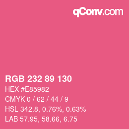 颜色代码: RGB 232 89 130 | qconv.com