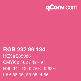 Color code: RGB 232 89 134 | qconv.com