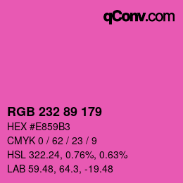 Color code: RGB 232 89 179 | qconv.com