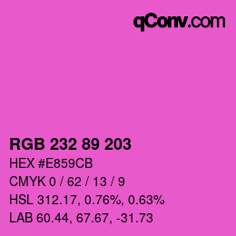 Color code: RGB 232 89 203 | qconv.com