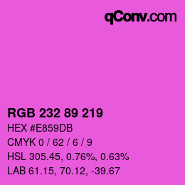 颜色代码: RGB 232 89 219 | qconv.com