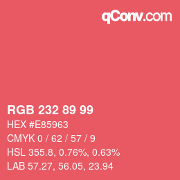 Farbcode: RGB 232 89 99 | qconv.com