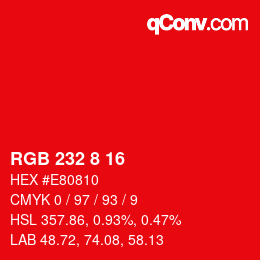 Color code: RGB 232 8 16 | qconv.com