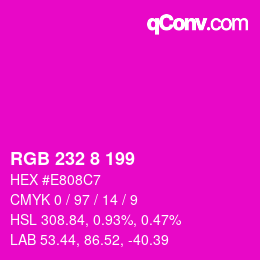 Color code: RGB 232 8 199 | qconv.com