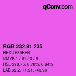 Color code: RGB 232 91 235 | qconv.com