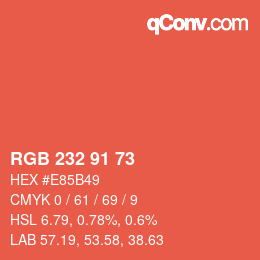 Color code: RGB 232 91 73 | qconv.com