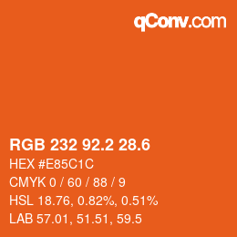 カラーコード: RGB 232 92.2 28.6 | qconv.com