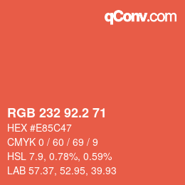 カラーコード: RGB 232 92.2 71 | qconv.com