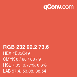 カラーコード: RGB 232 92.2 73.6 | qconv.com