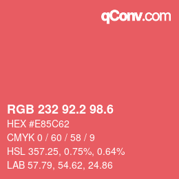 カラーコード: RGB 232 92.2 98.6 | qconv.com