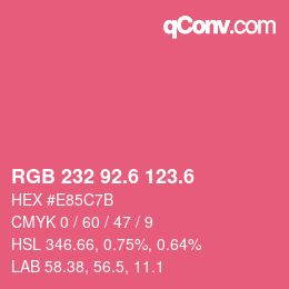 Color code: RGB 232 92.6 123.6 | qconv.com