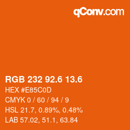 カラーコード: RGB 232 92.6 13.6 | qconv.com