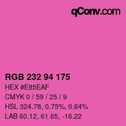 Color code: RGB 232 94 175 | qconv.com