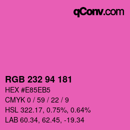 Color code: RGB 232 94 181 | qconv.com