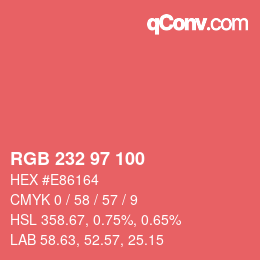 Color code: RGB 232 97 100 | qconv.com