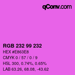 Color code: RGB 232 99 232 | qconv.com