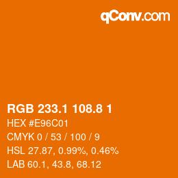 Color code: RGB 233.1 108.8 1 | qconv.com