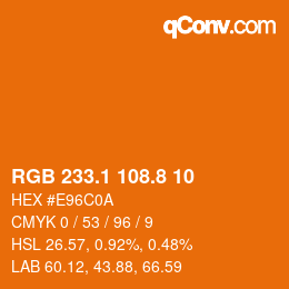 カラーコード: RGB 233.1 108.8 10 | qconv.com
