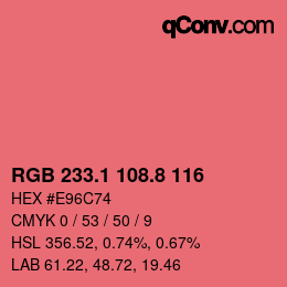 カラーコード: RGB 233.1 108.8 116 | qconv.com