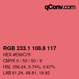 カラーコード: RGB 233.1 108.8 117 | qconv.com
