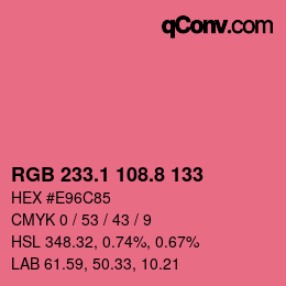 カラーコード: RGB 233.1 108.8 133 | qconv.com
