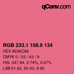 カラーコード: RGB 233.1 108.8 134 | qconv.com