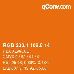 Code couleur: RGB 233.1 108.8 14 | qconv.com