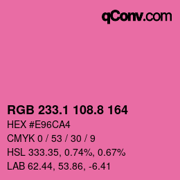 カラーコード: RGB 233.1 108.8 164 | qconv.com