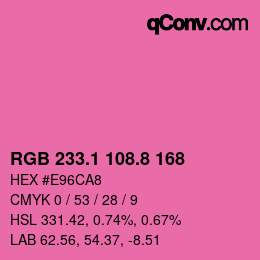 カラーコード: RGB 233.1 108.8 168 | qconv.com