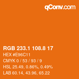 Code couleur: RGB 233.1 108.8 17 | qconv.com