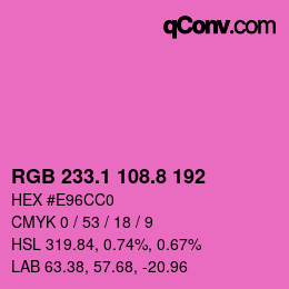 カラーコード: RGB 233.1 108.8 192 | qconv.com