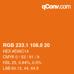 カラーコード: RGB 233.1 108.8 20 | qconv.com