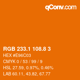 Color code: RGB 233.1 108.8 3 | qconv.com
