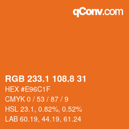 Código de color: RGB 233.1 108.8 31 | qconv.com