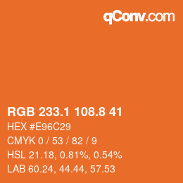 Code couleur: RGB 233.1 108.8 41 | qconv.com