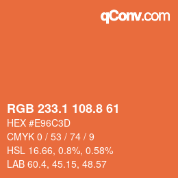 Code couleur: RGB 233.1 108.8 61 | qconv.com