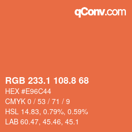 カラーコード: RGB 233.1 108.8 68 | qconv.com