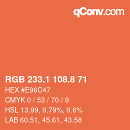 Color code: RGB 233.1 108.8 71 | qconv.com
