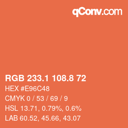 カラーコード: RGB 233.1 108.8 72 | qconv.com