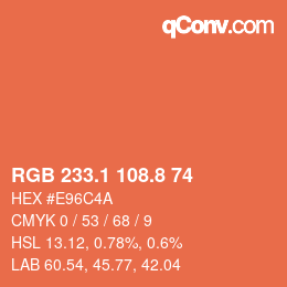 Farbcode: RGB 233.1 108.8 74 | qconv.com
