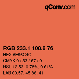 カラーコード: RGB 233.1 108.8 76 | qconv.com