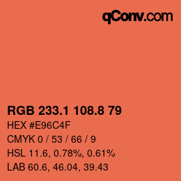 Código de color: RGB 233.1 108.8 79 | qconv.com