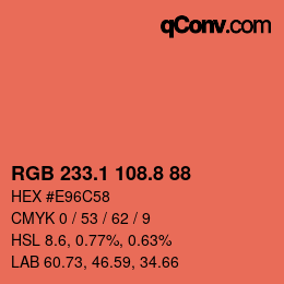 カラーコード: RGB 233.1 108.8 88 | qconv.com